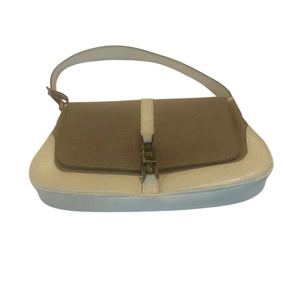 Gucci Tan and Cream Jackie Shoulder Bag with piston lock - Picture 14 of 15